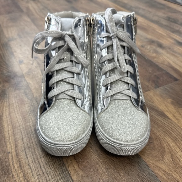 Lauren Lorraine Skippy Silver Glitter High-Top Sneakers – Size 10 - Picture 2 of 10